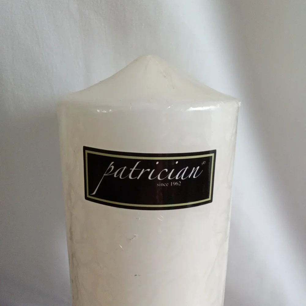 Patrician Ivory White Pillar Candle 12 Inch Tall Unscented Classic Home Decor